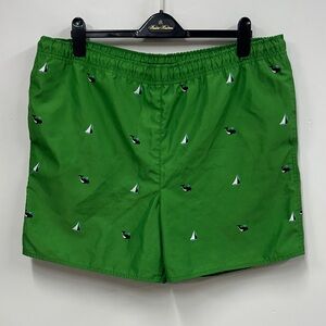 Brooks Brothers Green Swim Trunks with Nautical Pattern
